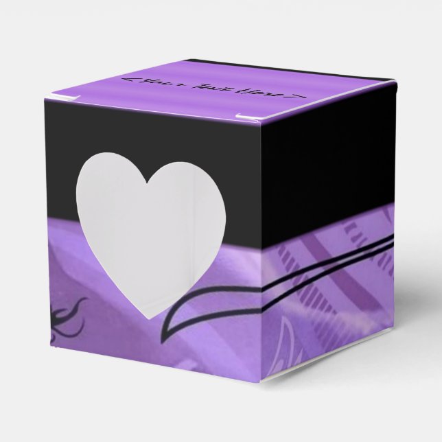 Purple and Black Pattern Heart Favor Box (Front Side)