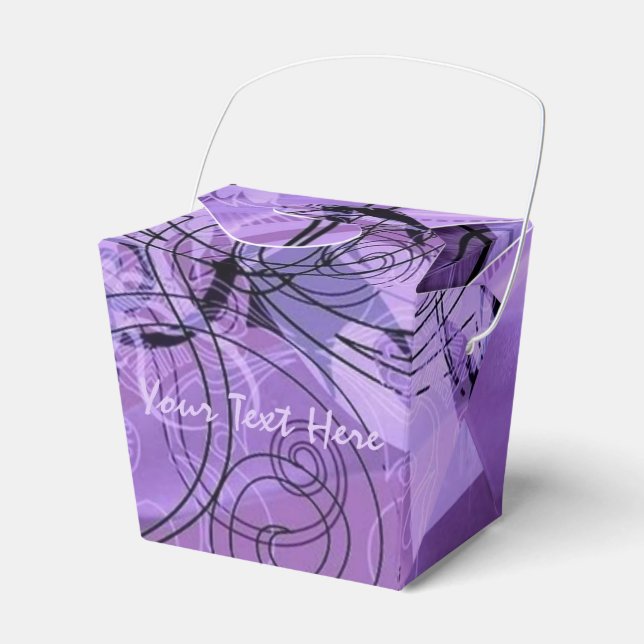 Purple and Black Pattern Take Out Favor Box (Front Side)