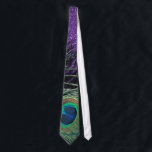 Purple and Black Peacock Tie<br><div class="desc">Awesome peacock still life photography. The purple background with the peacock feather laying on top of a black ostrich feather is a colorful and vibrant design.</div>