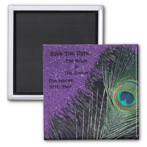 Purple and Black Peacock Wedding Magnets