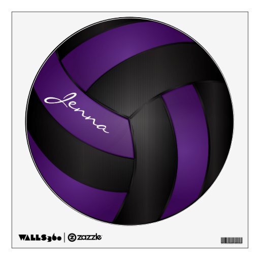 Purple and Black Personalize Volleyball Wall Sticker | Zazzle