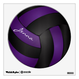 Purple and Black Personalize Volleyball Wall Sticker