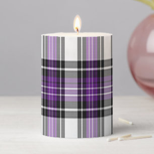 Purple And Black Plaid Pillar Candle