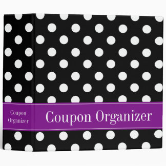 Purple and Black Polka Dot 2" Coupon Organizer 3 Ring Binder