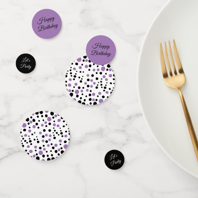Purple and Black Polka Dot Birthday Confetti (Group)
