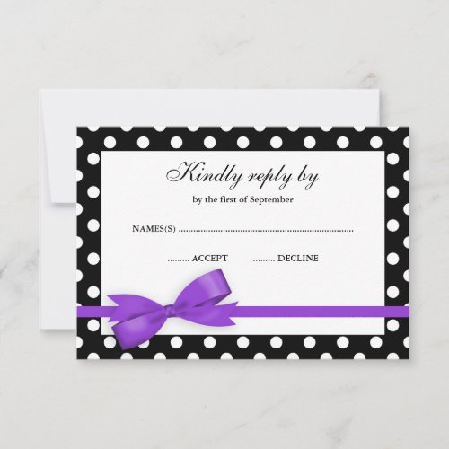 Purple and Black Polka Dot Bow RSVP