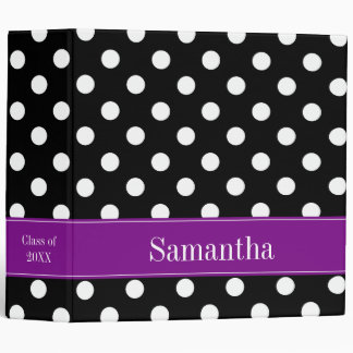 Purple and Black Polka Dot Personalized School Binder