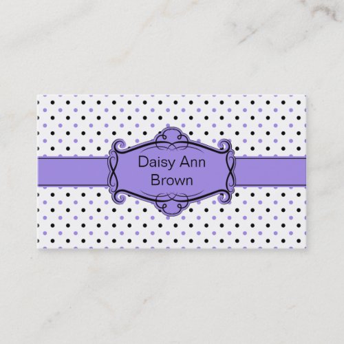 Purple and Black Polka Dots Business Card