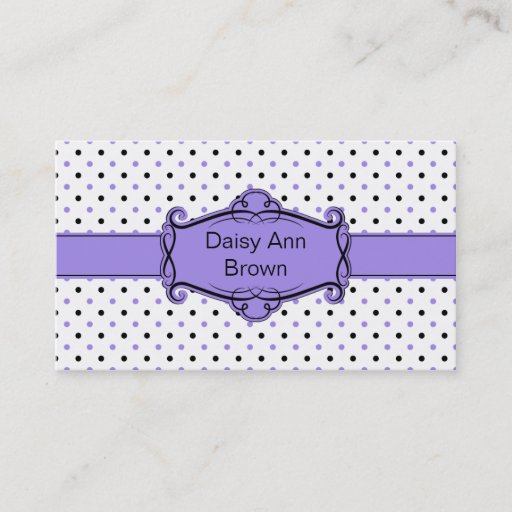 Customizable Purple and Black Polka Dots Business Card