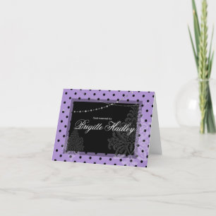 Purple and black polka dots holiday card