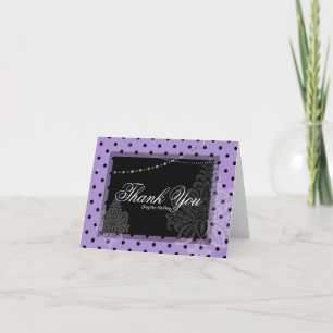 Purple and black polka dots holiday card