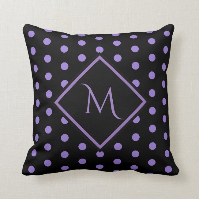 Purple and Black Polka Dots Pattern Monogram