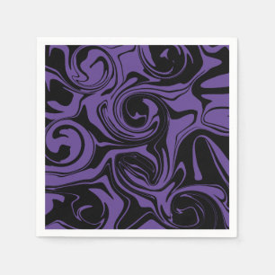 Purple and Black retro marble swirl Napkins