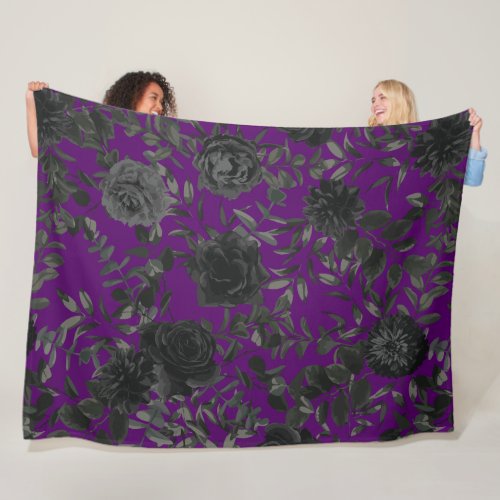 Purple and Black Rose Gothic Wedding Blanket