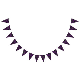 Purple and Black Rose Gothic Wedding Bunting Flags