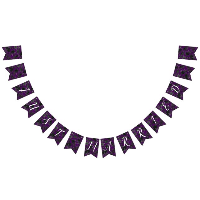 Purple  and Black Rose Gothic Wedding Bunting Flags (All)