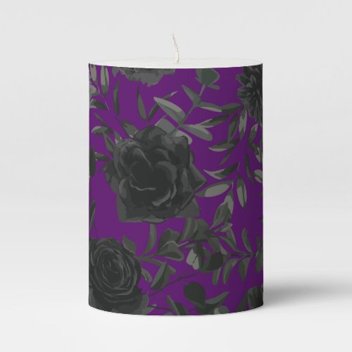 Purple  and Black Rose Gothic Wedding Candle