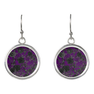 Purple and Black Rose Gothic Wedding Earrings