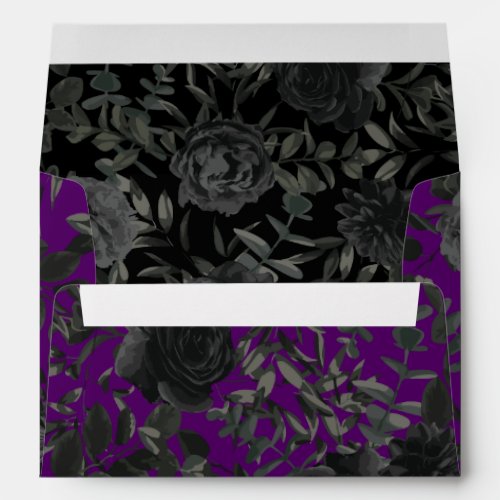 Purple  and Black Rose Gothic Wedding Envelopes