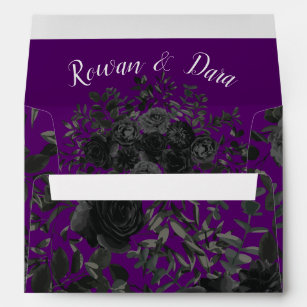 Purple and Black Rose Gothic Wedding Envelopes