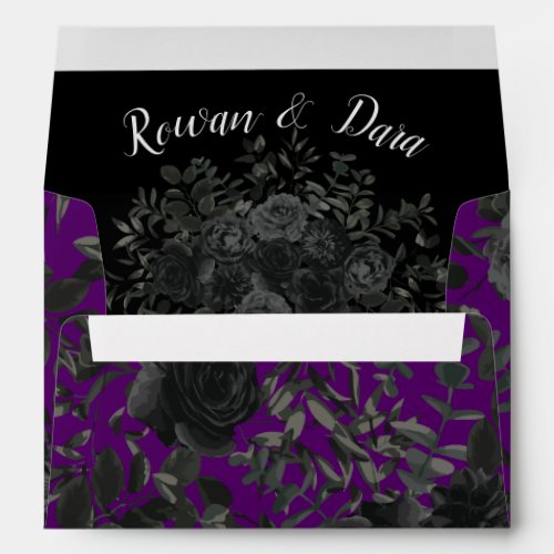 Purple  and Black Rose Gothic Wedding Envelopes