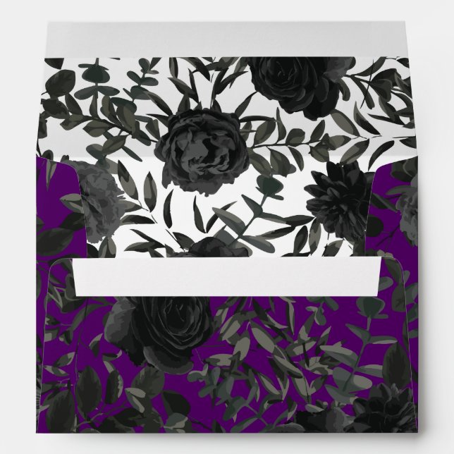 Purple  and Black Rose Gothic Wedding Envelopes (Back (Bottom))