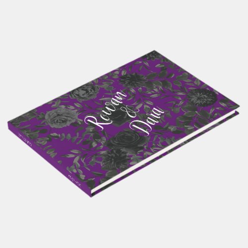 Purple  and Black Rose Gothic Wedding Guest Book