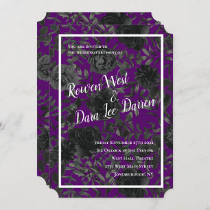 Purple  and Black Rose Gothic Wedding Invitations