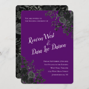 Purple  and Black Rose Gothic Wedding Invitations