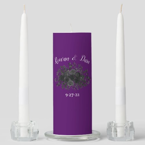 Purple and Black Rose Gothic Wedding Unity Candle