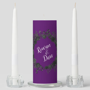Purple and Black Rose Gothic Wedding Unity Candle