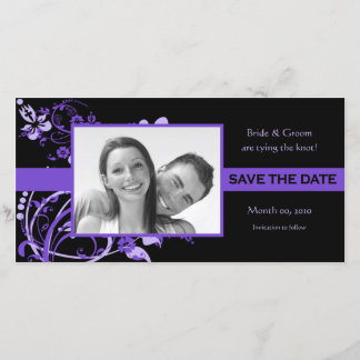 Purple and Black Save the Date Photo Cards