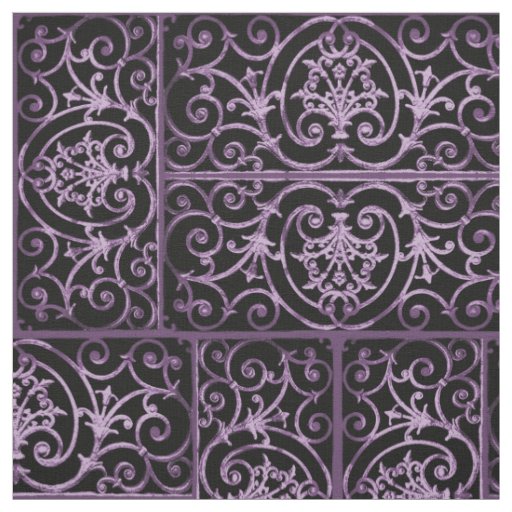 Purple and black scrollwork fabric