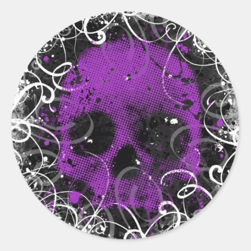 Purple and Black Skull Stickers