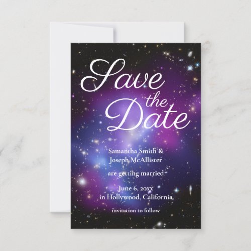 Purple and Black Space Photo Save the Date Invitation