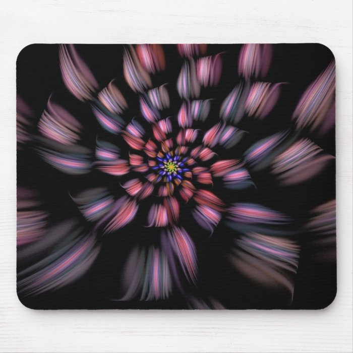 Purple and Black Spiral Flower Fractal Art Mouse Pad