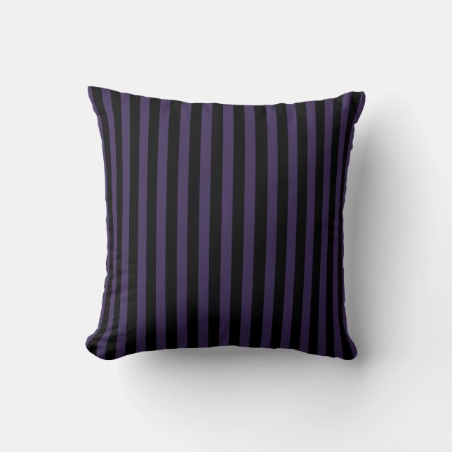 Purple and black stripe throw pillow (Front)