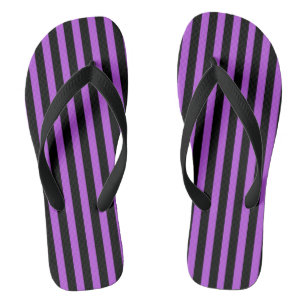 Purple and Black Striped Flip Flops