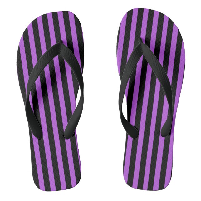 Purple and Black Striped Flip Flops (Footbed)