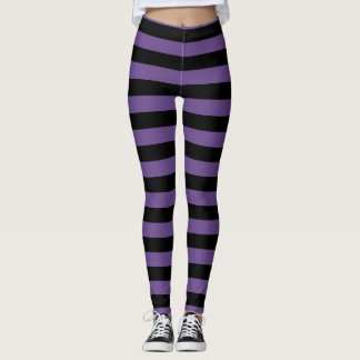 Purple And Black Striped Halloween Leggings