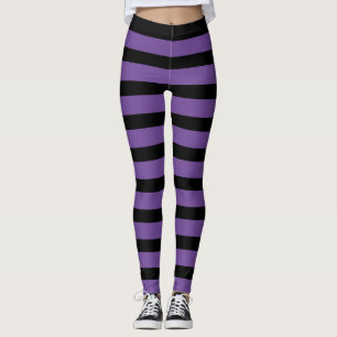 Purple and Black Striped Leggings