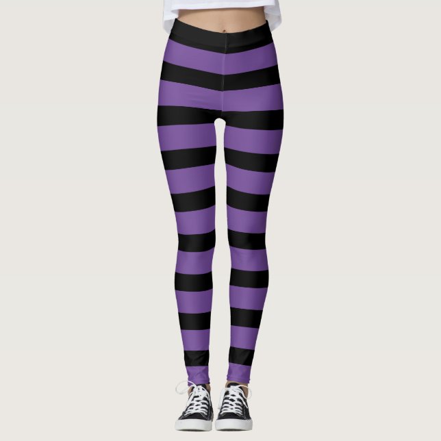 Purple and Black Striped Leggings (Front)