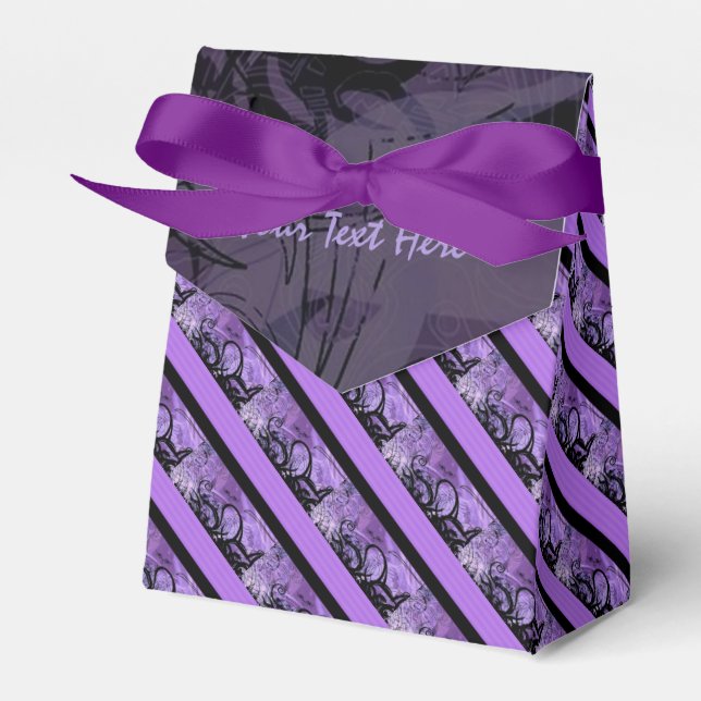 Purple and Black Striped Pattern Favor Box (Front Side)
