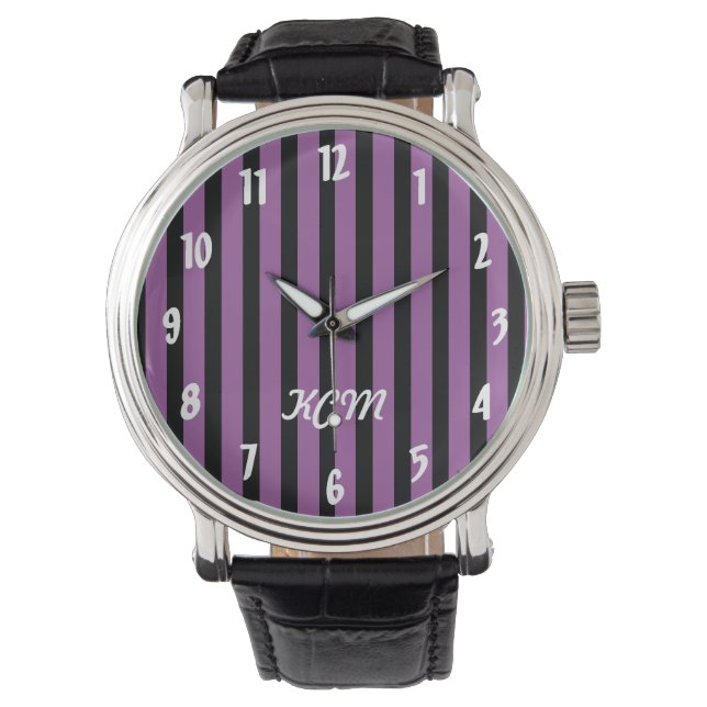 Purple and Black Stripes Watch (Front)