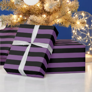 Purple and Black Stripes Wrapping Paper