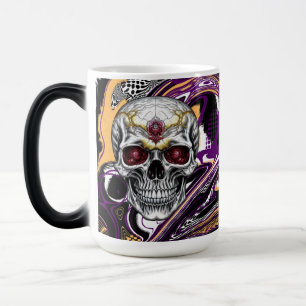 Purple and Black Sugar Skull Halloween Color Morph Mug