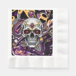 Purple and Black Sugar Skull Halloween Party Napkins