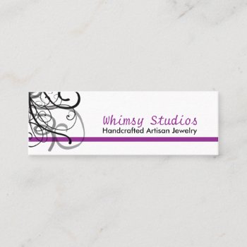 Purple And Black Swirl Creative Profile Cards by whimsydesigns at Zazzle