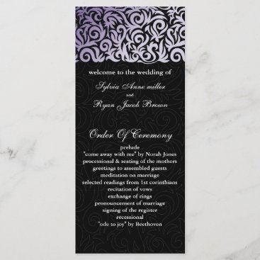 purple and Black Swirling Border Wedding Program