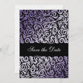 purple and Black Swirling Border Wedding Save The Date (Front/Back)